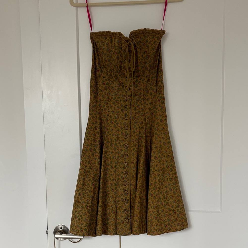 Betsey Johnson Strapless Dress in Green Floral